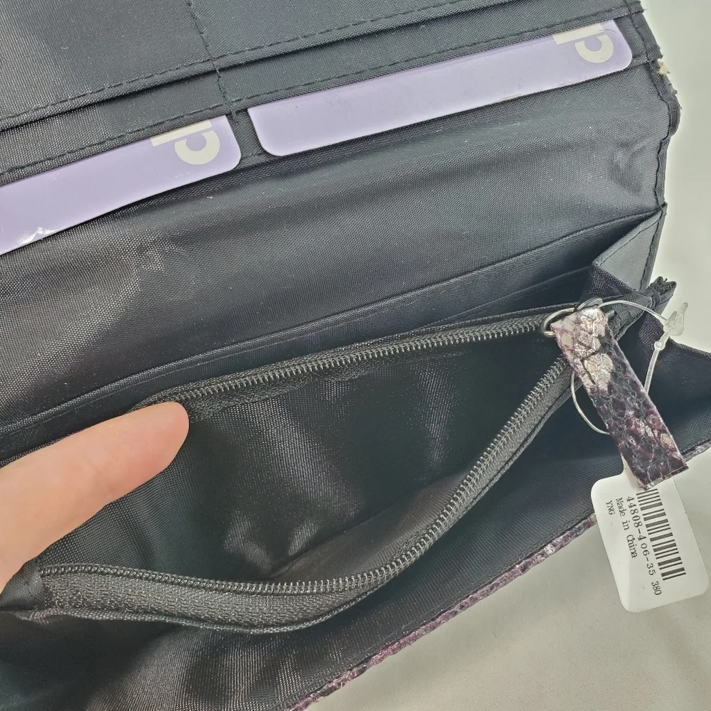 NWT! Claire's Purple and Silver Faux Croc Wallet